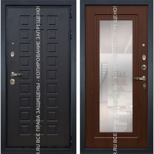 Дверь металлическая входная МДФ с зеркалом 3026 Дверь металлическая входная МДФ с зеркалом 3026